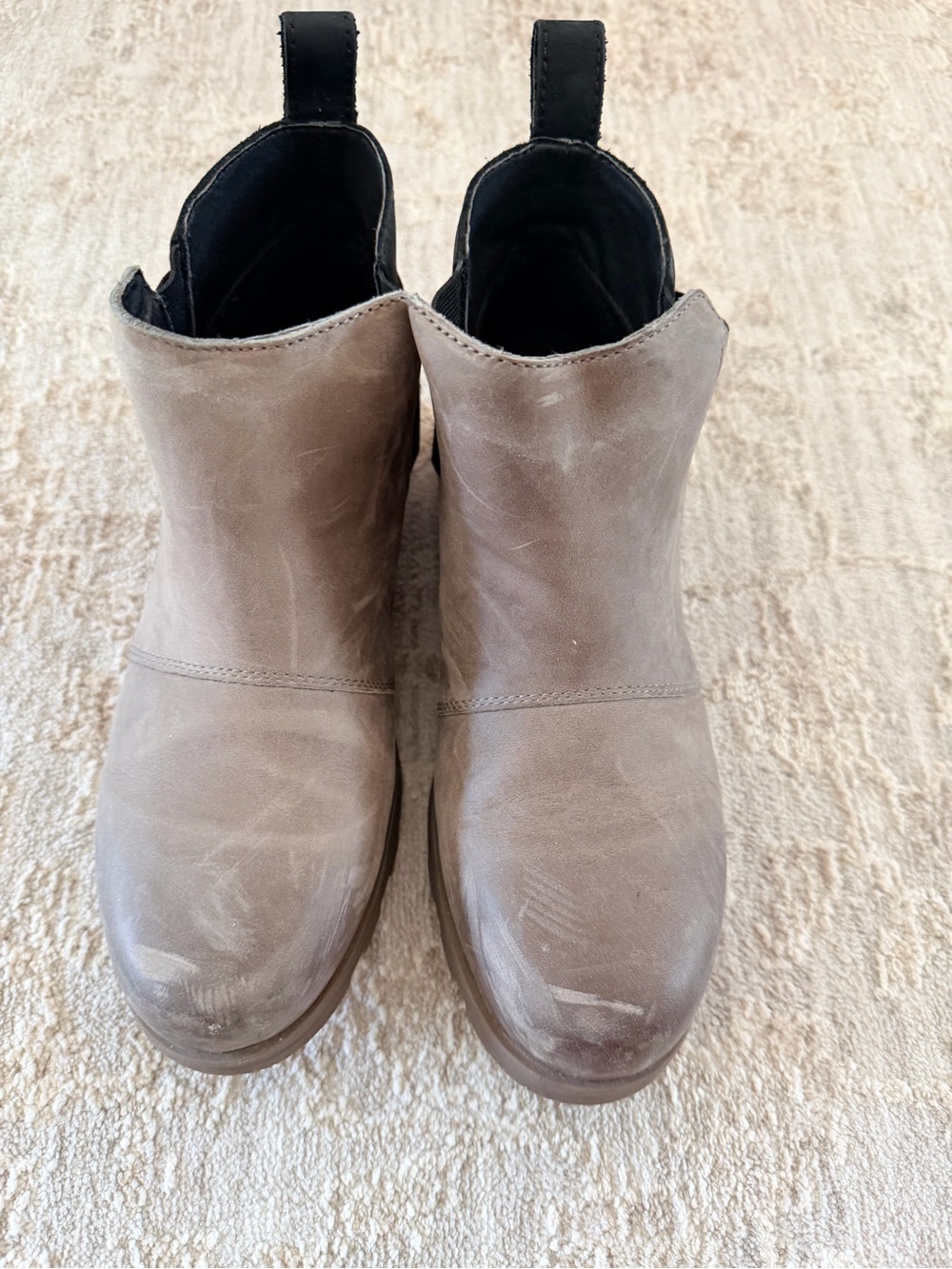 Sorel Taupe Leather Chelsea Booties